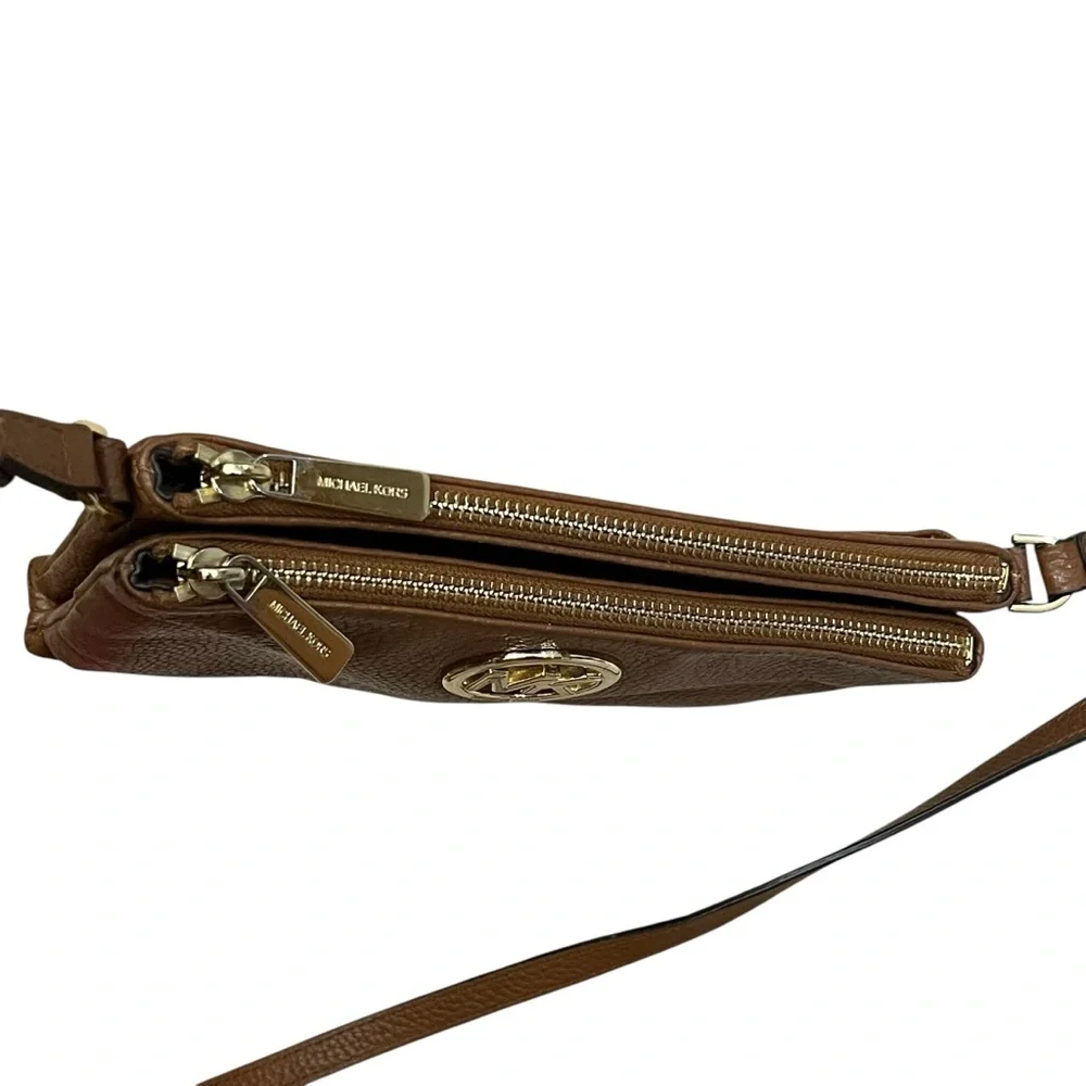 Michael Kors Brown Pebbled Leather Small Crossbody Bag